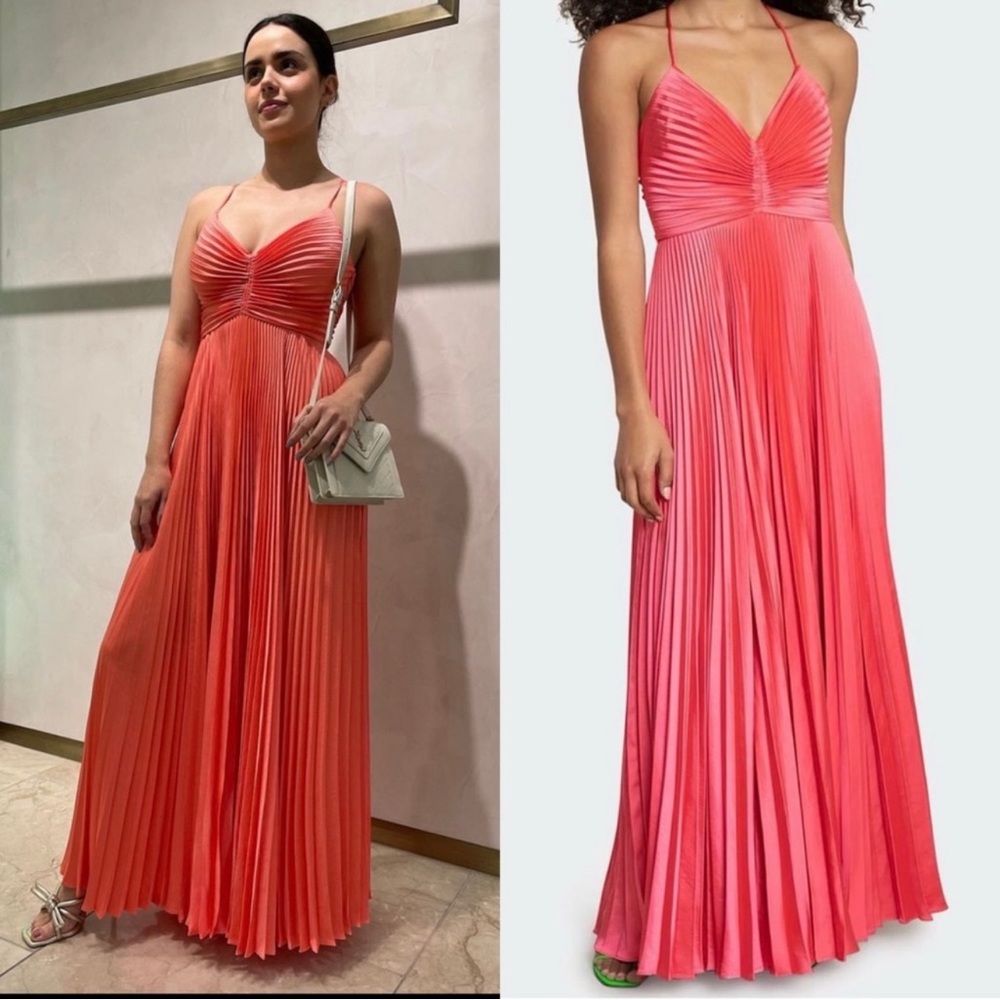 COPY - NWT A.L.C. Aries maxi pleated dress 100% polyester size 2 orange